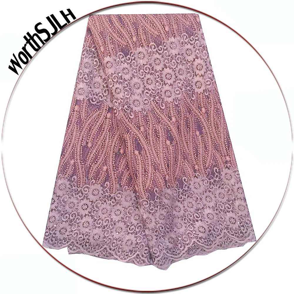 

Dubai Latest High Quality African Lace Materials Lilac Bridal Net Tulle Lace Fabric Royal Blue French Cord Lace Fabric 2019