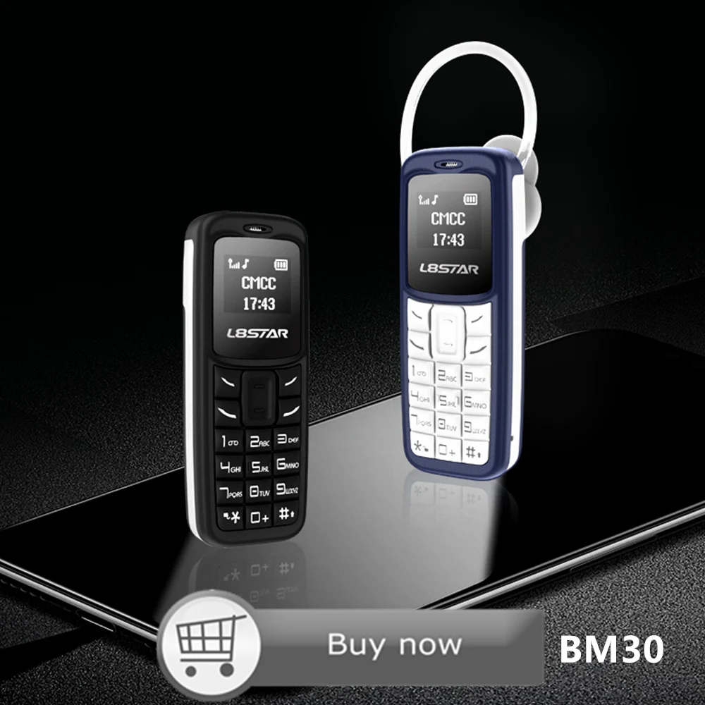 

L8STAR BM30 Mini Phone Wireless Headset SIM+TF Card Unlocked Cellphone GSM 2G/3G/4G Bluetooth Headphone Dialer Mobile with Mp3