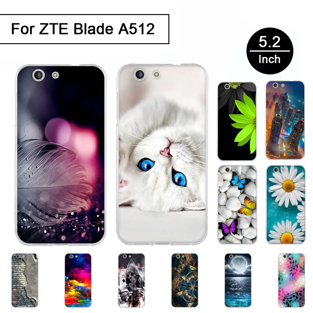 Чехол накладка для zte Blade Z10 A512 мягкий силиконовый чехол бампер из ТПУ с рисунком