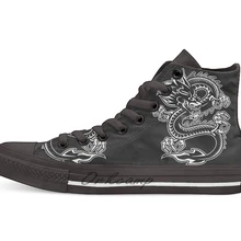 Lóng китайский дракон Повседневная Высокая холщовая обувь кеды для Прямая