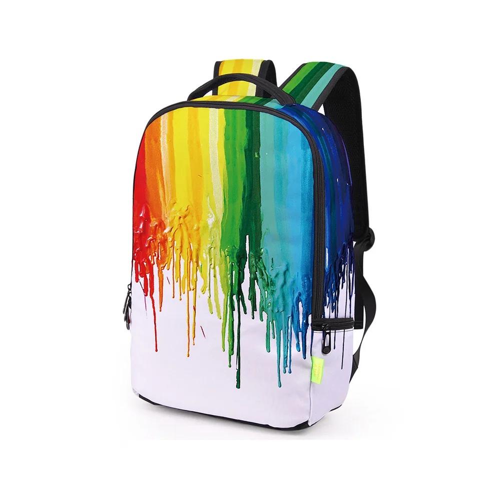 Разноцветные школьные сумки для молодых мальчиков и девочек с принтом краски, женские модные дорожные рюкзаки с граффити, Уникальные рюкзаки - Цвет: As the picture1
