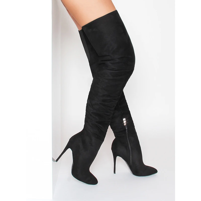 

Perixir Fashion Pleated Suede Thigh High Over the Knee Boots for Women Shoes Sexy 10CM Thin High Heels Stiletto Boots Femme
