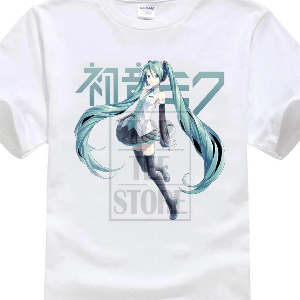 Новинка; Лидер продаж! Vocaloid Hatsune Miku аниме футболка Размеры M до 2Xl - Цвет: Белый