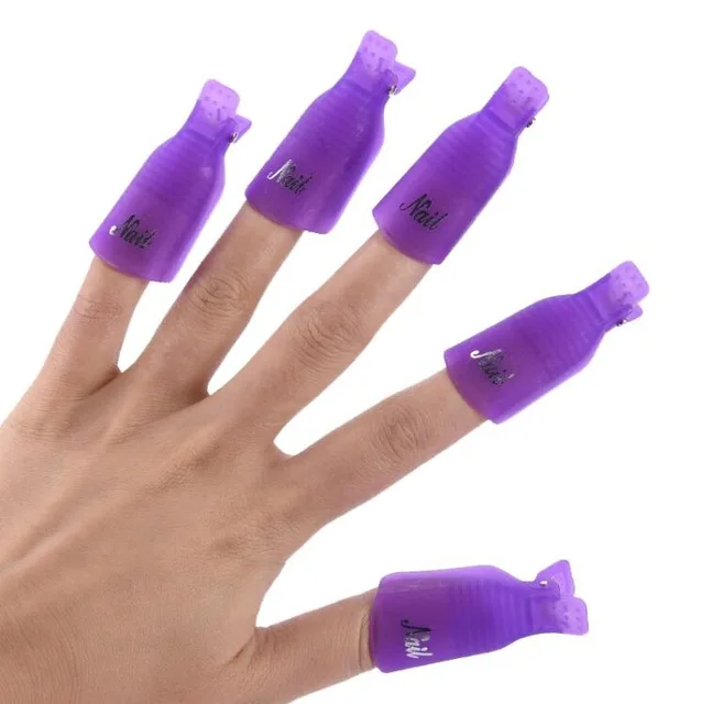 OYAKOM 10 шт. дизайн ногтей Замачивание колпачок зажим средство для снятия УФ гель-лака для ногтей+ 900 шт. ватный гель салфетки для ногтей Удаление обертывания маникюрные инструменты - Цвет: 10pcs Purple Cap