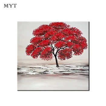 

100% Handmade Abstract red tree Oil Painting on Canvas Modern handpainted Oil Painting Original Art Wall Art for room home Decor