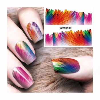 WUF 1 Sheet National Fashion Pattern Water Nail Art Stickers 2017 Decals For Nails Beauty  8139