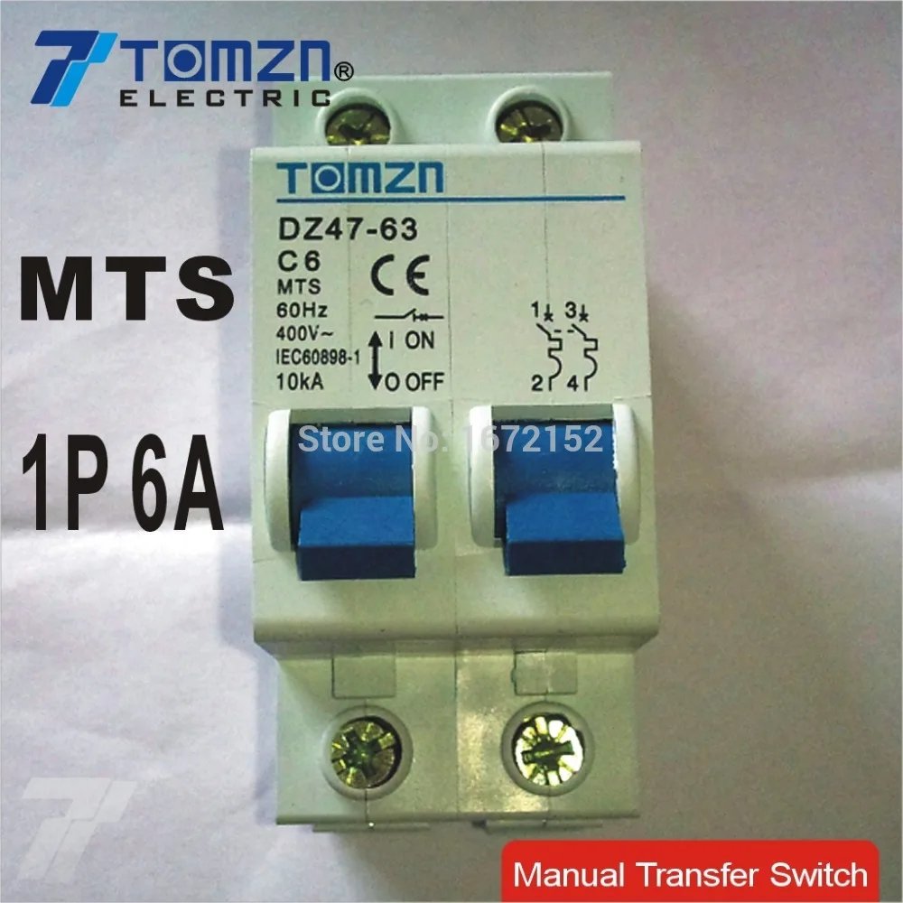 1P 6A MTS Manual transfer switch Circuit breaker MCB 50HZ/60HZ 400in