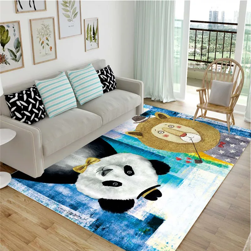 

Nordic cartoon dog living room carpet cushion lion panda large rugs kids bedroom baby room floor mat parlor hallway customized