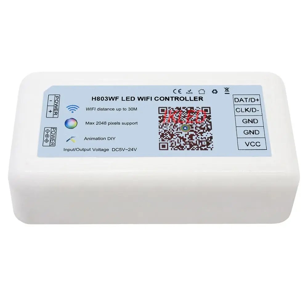 Светодиодный Wi Fi контроллер artnet 1 порт 2048 пикселей APA102 DMX512 WS2812 UCS1903 SM16703 приложение