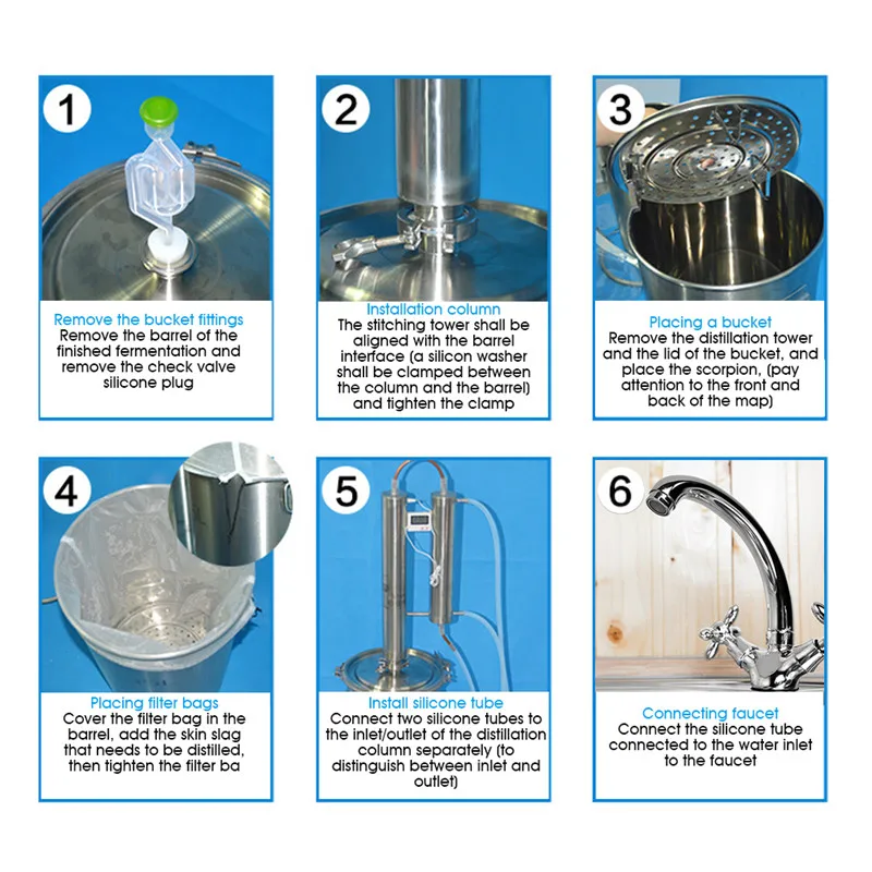 DIY Alcohol Distiller  Stainless Steel  Distillation Apparatus Laboratory Chemistry Glassware Set 12L 30L35L With Thermometer (2)