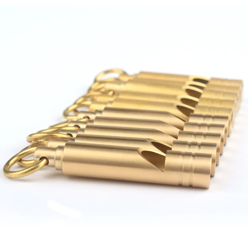 Outdoor EDC Copper Keychain Whistle Camping hiking Survival Emergency