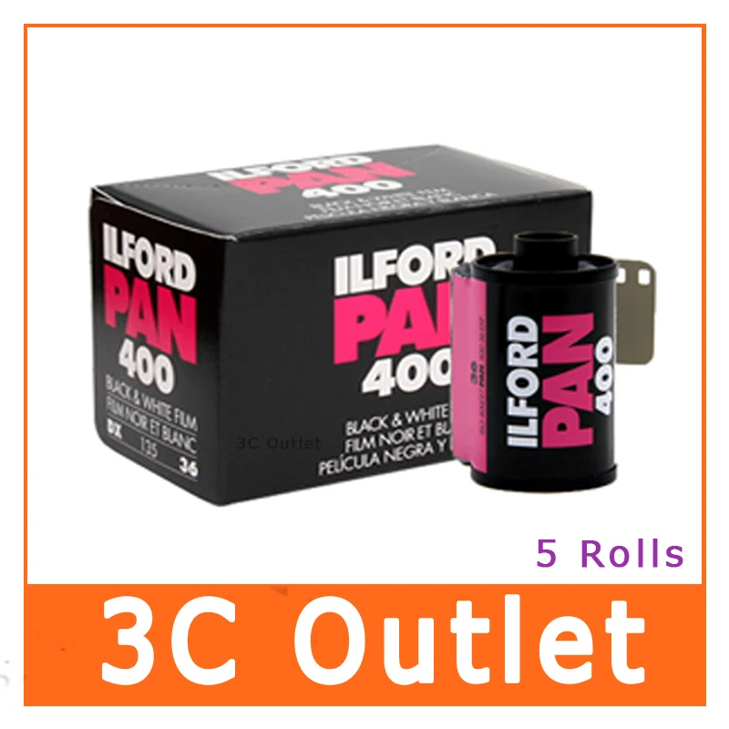 Ilford PAN 400 черно-белая 35 мм 36 экспозиционная пленка X 5 рулонов