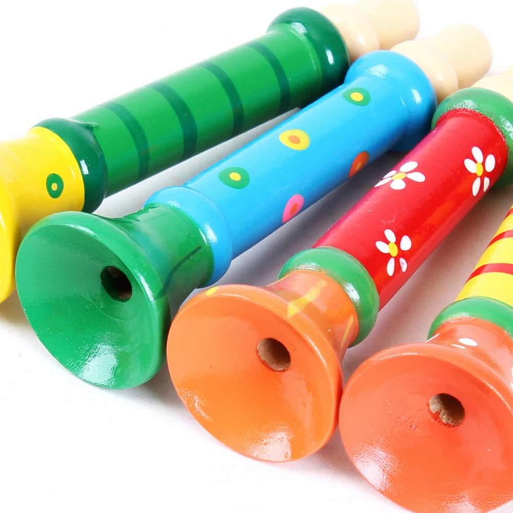Новое поступление детские деревянные игрушечный музыкальный инструмент труба Hooter Bugle игрушечная суона