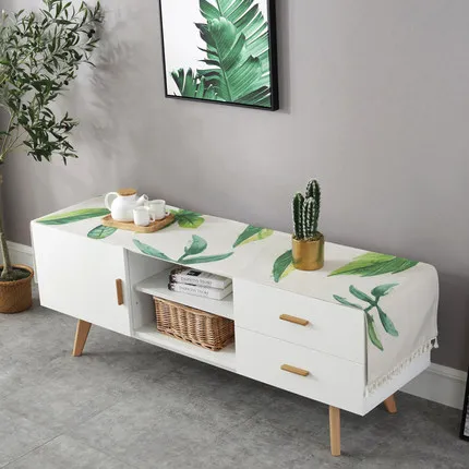 Green leaf Европа скатерть хлопчатобумажная ткань журнальный столик ткань ТВ кабинетные чехлы ткань кисточка для скатерти обувной шкаф Пылезащитная ткань - Цвет: Green leaf