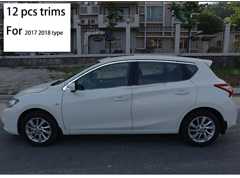 Lsrtw2017 304 нержавеющая сталь окна автомобиля планки для nissan tiida pulsar c11 c12 c13 2004-2013 - Название цвета: 12 pcs trims 2