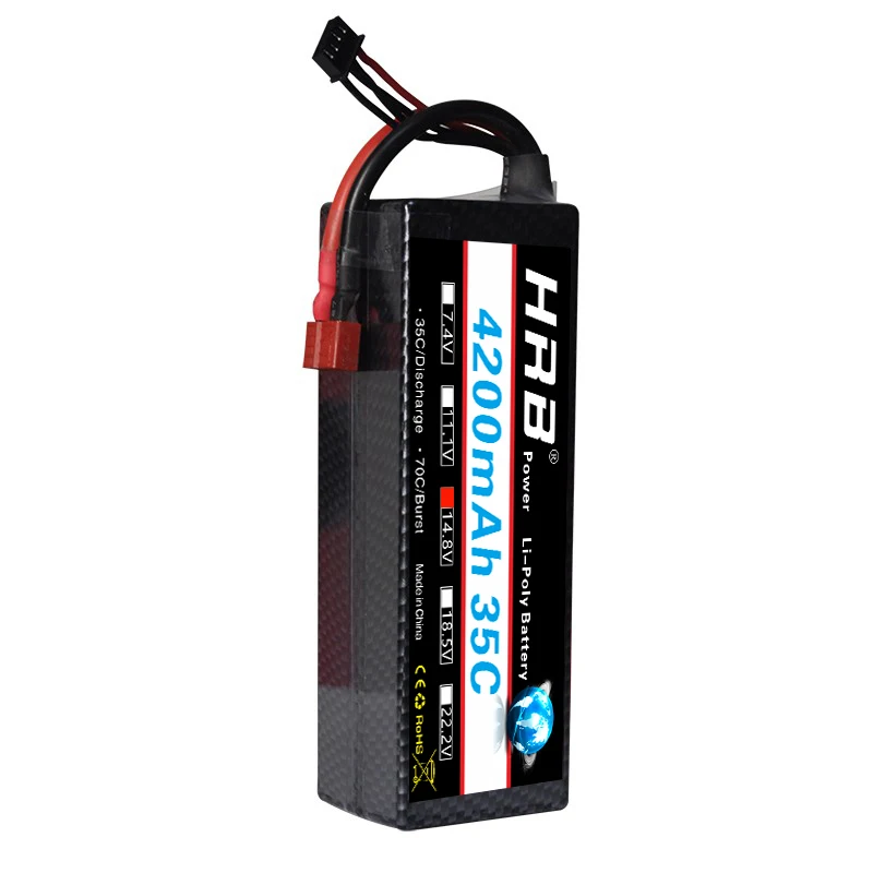 

HRB RC Lipo 4S Battery 14.8V 4200mAh 35C MAX 70C Hard Case RC Bateria Drone For Helicopters RC Car Models Quadcopters Airplane