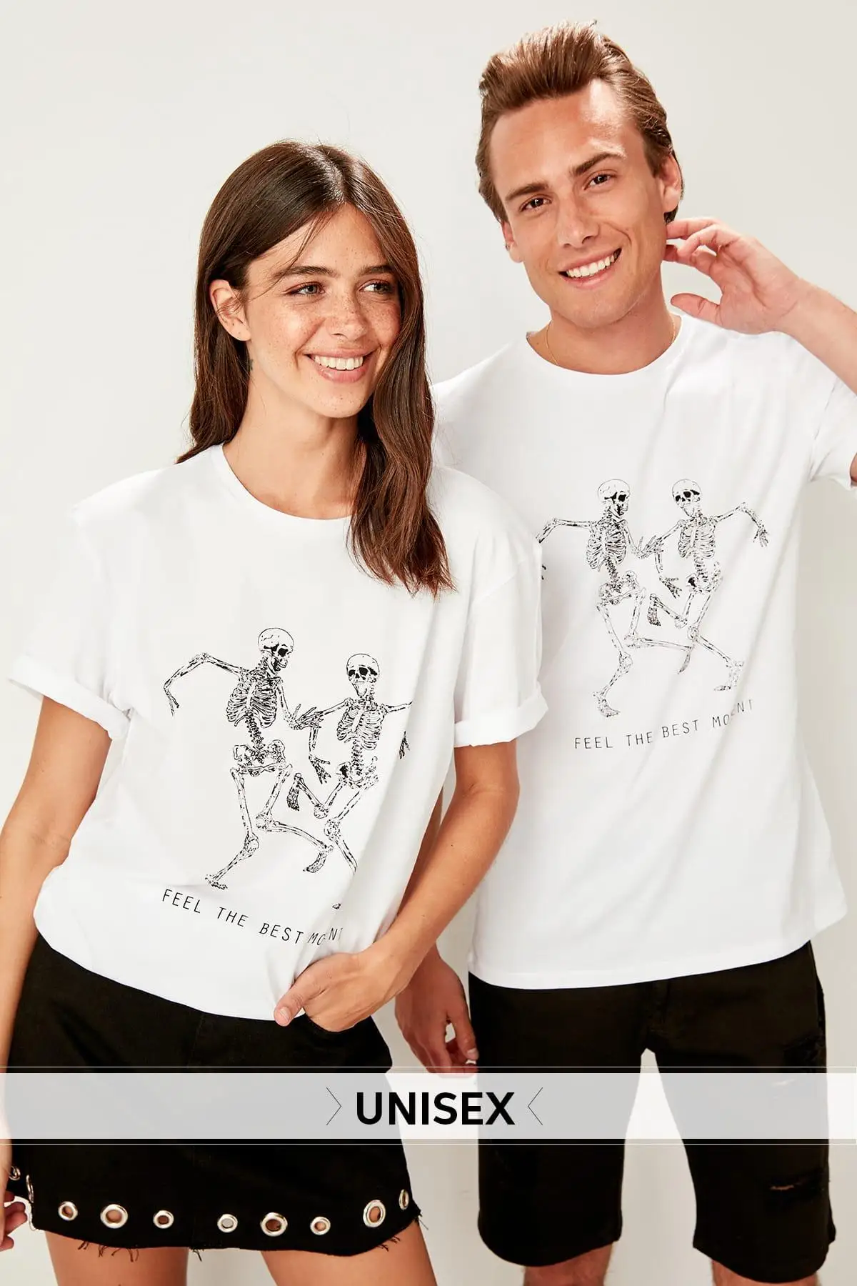 

Trendyol UNISEX White Printed Basic T-Shirt TWOSS19AD0097