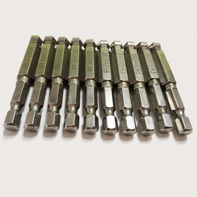 

10 Pcs/set 1/4" 65mm H8 Ball Head Hex Screwdriver Bit S2 Magnetic Electric Drill Hexagonal Screwdriver Head Power Driver Tools