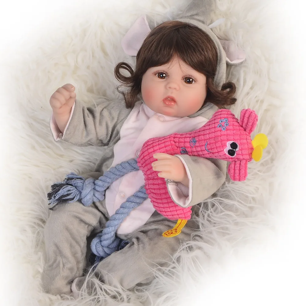 

KEIUMI Reborn Elephant Doll Girl Baby Wholesale 43cm Princess Baby Stuffed Dolls Soft Silicone 17'' Kids playmates For XMAS Gift