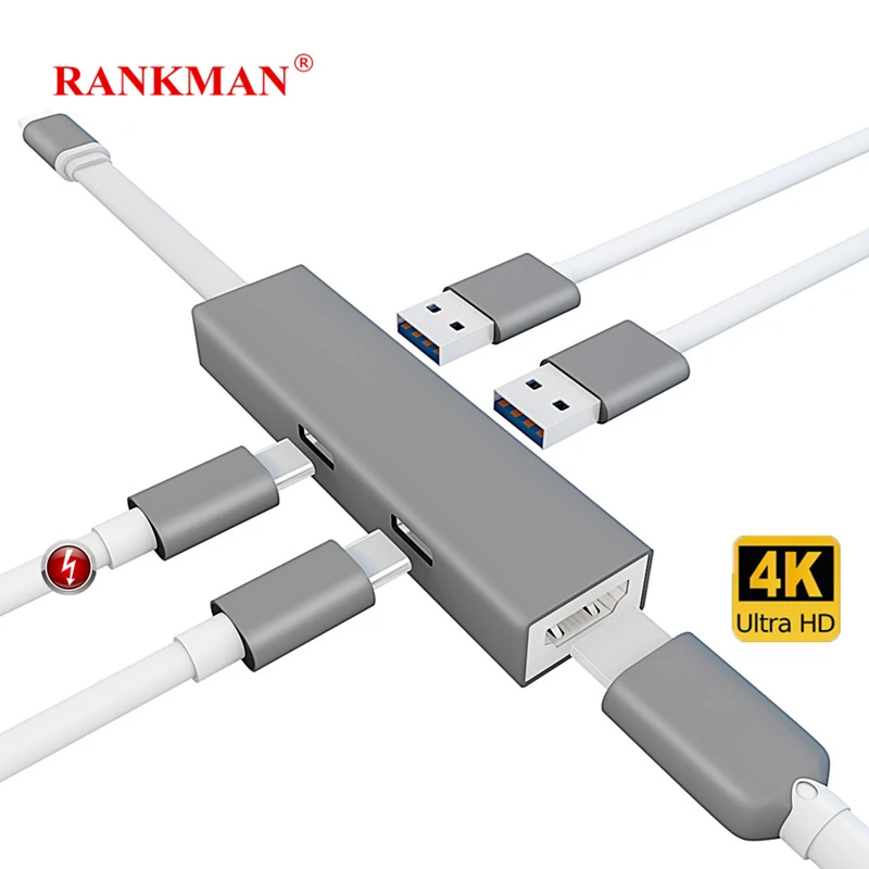

Rankman Type C USB C to HDMI Type-C USB 3.0 2.0 Converter USB 3.1 to HDMI Hub Adapter Cable for Macbook Chromebook Samsung S8 TV