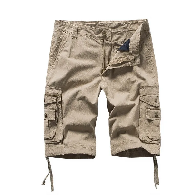 Высококачественные мужские повседневные шорты, летние однотонные модные карго-шорты, мужские тактические Короткие штаны до колен с карманами d90626
