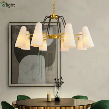 

American Luxury Copper Body E14 Lustre Led Chandelier Living Room Luminaria Lighting Fixtures Chandelier Lamparas Hang Lamp