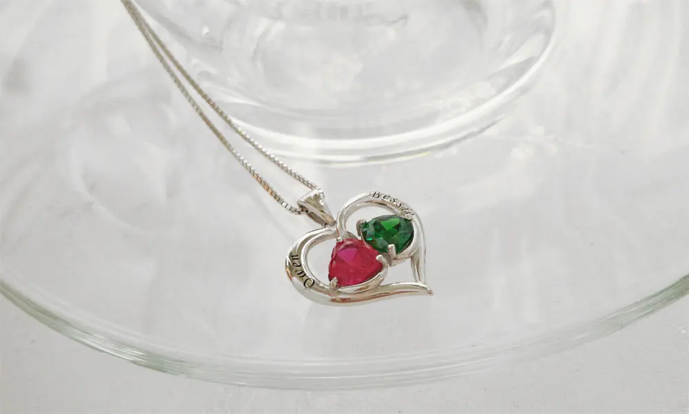 925 Sterling Silver Birthstones Engraved Necklaces Pendants  01