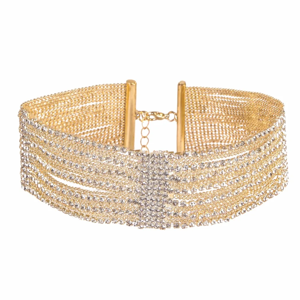 Buy Fashion Wide Crystal Rhinestone Choker Necklace