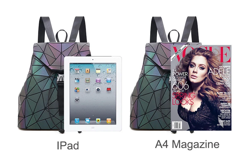 Nevenka Luminous Backpack Women Leather Geometric Backpacks Diamond Lattice Backpack Travel Girls Casual Daypacks Fashion 201801