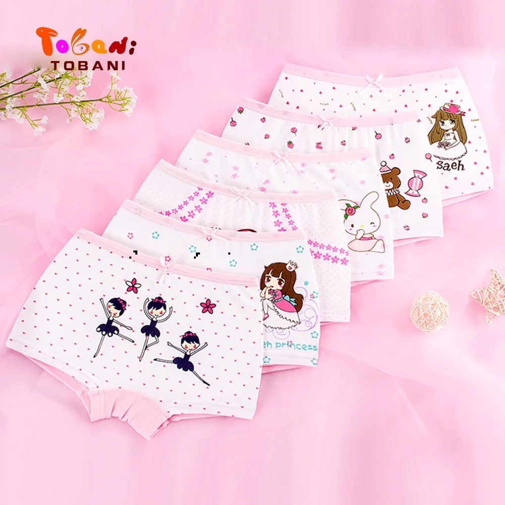

girls underwear large children panties cotton trousers girl student four angle baby shorts Tobani 6pcs