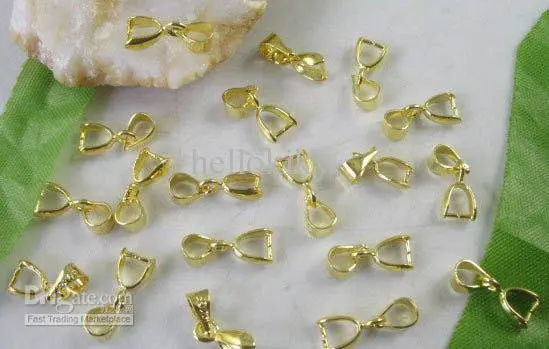 

300 pcs Gold Color plated Pendant Pinch bails 14mm M2646