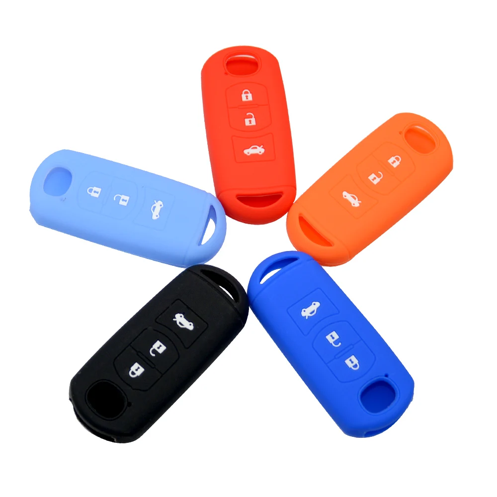 OkeyTech Silicone Rubber Car Key Cover Case For Mazda 2 3 5 6 8 Atenza CX5 CX-7 CX-9 MX-5 RX Smart 3 Buttons Shell Accessories