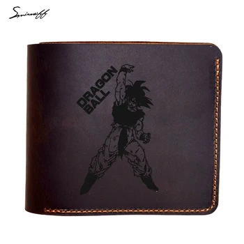 

Genuine Leather Wallet laser engraved Dragon Ball Z Wallet Son Goku Cartoon Slim Wallet Purse Short Leather Wallet for Men