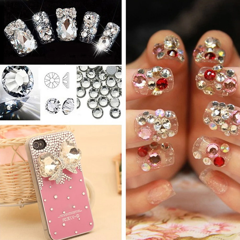 1440 шт. Crystal AB Круглый Nail Книги по искусству Стразы смешанные плоские задние части