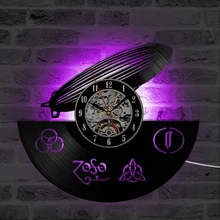 Circular Hollow Vinyl CD Record Clock Creative Fashion Led Zeppelin Model Hanging LED Wall Clock Antique
