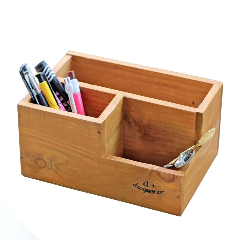 Pencil Case Wooden Case Holder Treasure Chests Vintage Retro Wooden