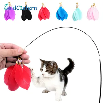 

Multi Colors Wooden Retractable Cat Teaser Replaceable Head Cat Toys Small Pet Training Playing Toys with a Head Free Wholesale