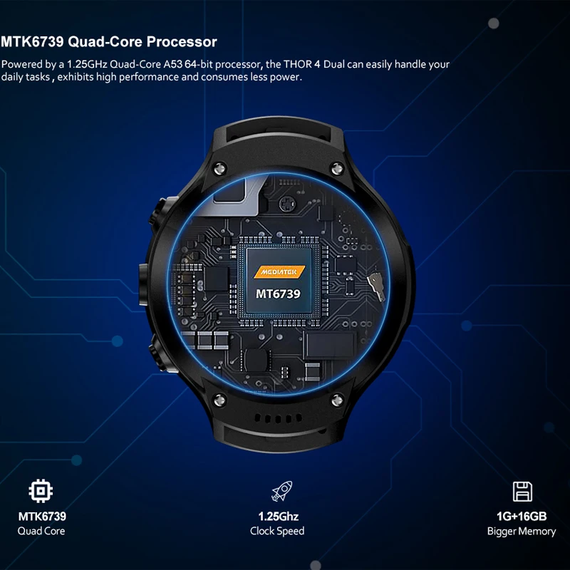 Мужские умные часы Zeblaze THOR 4 двойной 4G LTE видеовызов двойная камера 5 Мп + МП GPS