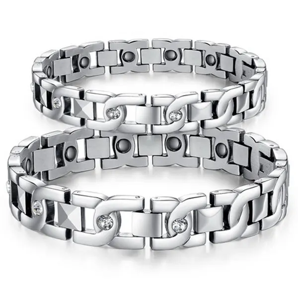 

Delicate Fashion Jewelry Lovers' Bracelets Crystal Magnetic Titanium Health Care Couple Bangles LL@17