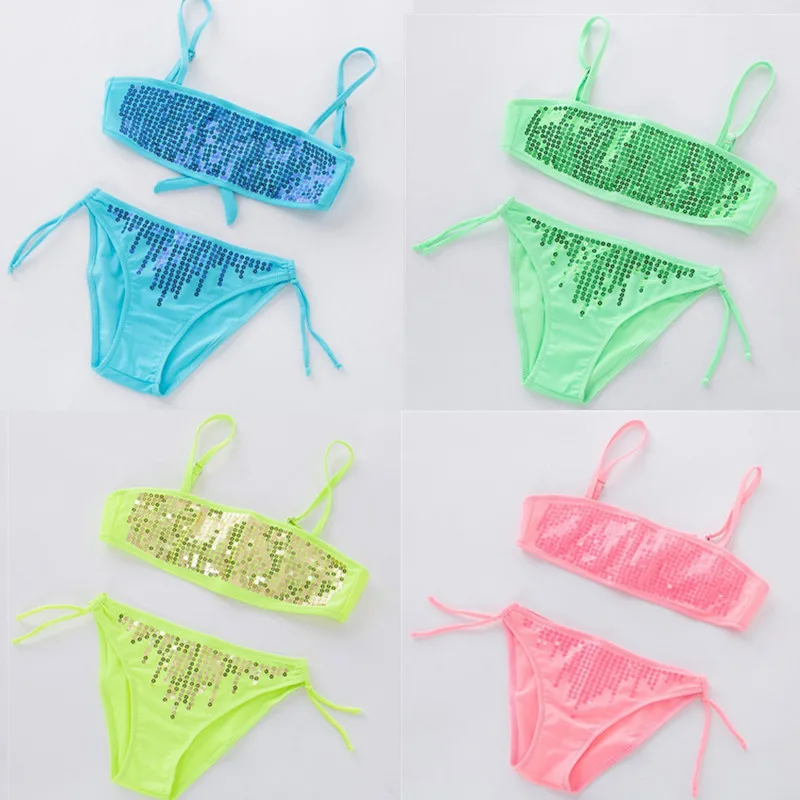 

swimsuit kids Sequins mermaid bandeau bikinis for girls Baby Two Pieces Biquini set Swimwear Bathing Suits Children's beachwear