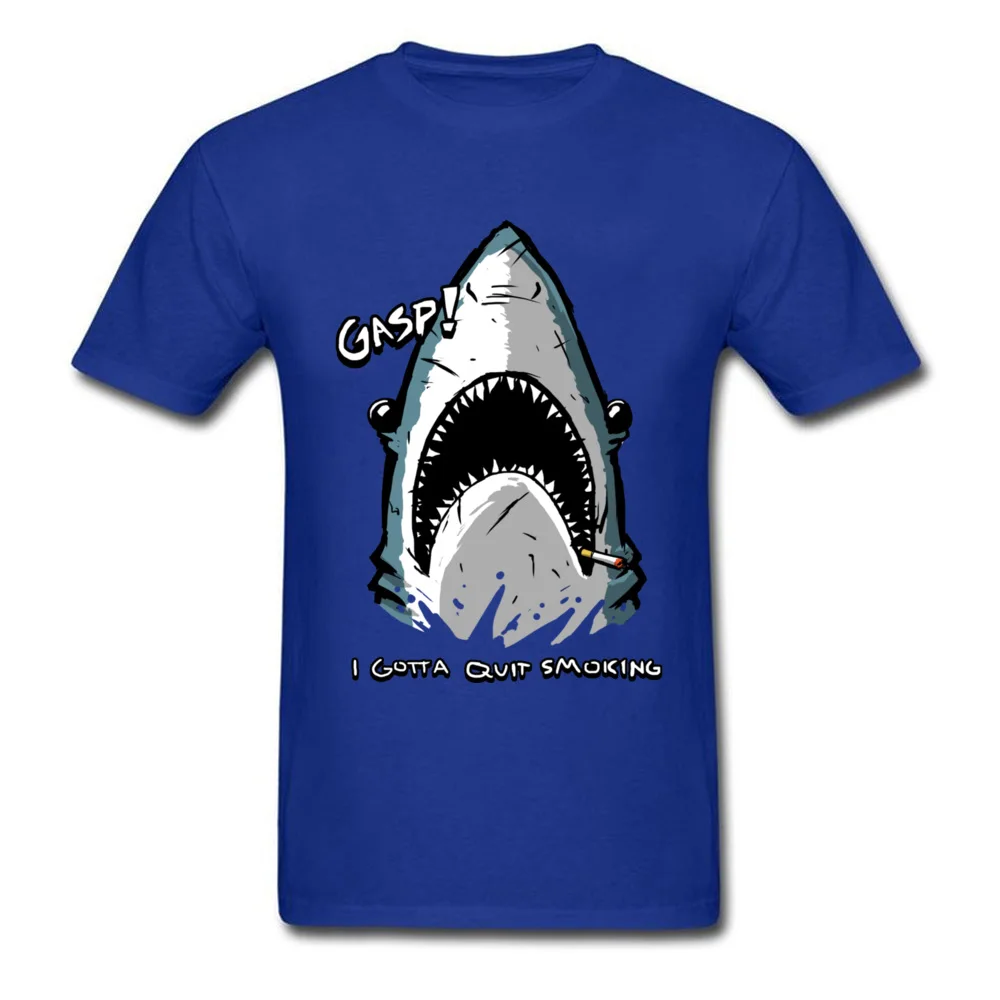 Smoking Shark 100% Cotton Fabric Tops Shirts for Men Casual T-shirts comfortable Designer Crewneck Tee Shirt Short Sleeve Smoking Shark blue