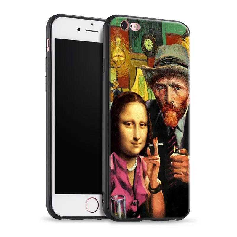

Van Gogh Mona Lisa Spoof Tpu Soft Silicone Phone Case Cover Shell For Apple iPhone 5 5s Se 6 6s 7 8 Plus X XR XS MAX