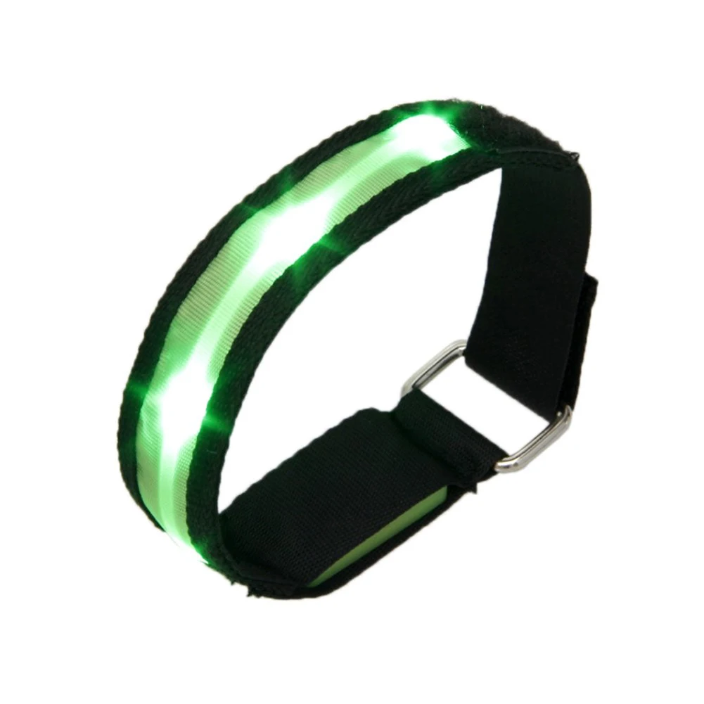 High Visibility Running Cycling Adjustable Reflective LED Flashing Fabric Armband Green | Электроника