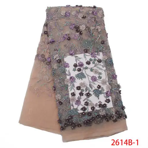 

Nigerian Lace Fabric 2019 High Quality Lace 3D Flower Beads Tulle Lace Fabric Embroidered Handmade Lace For Women XZ2614B-1