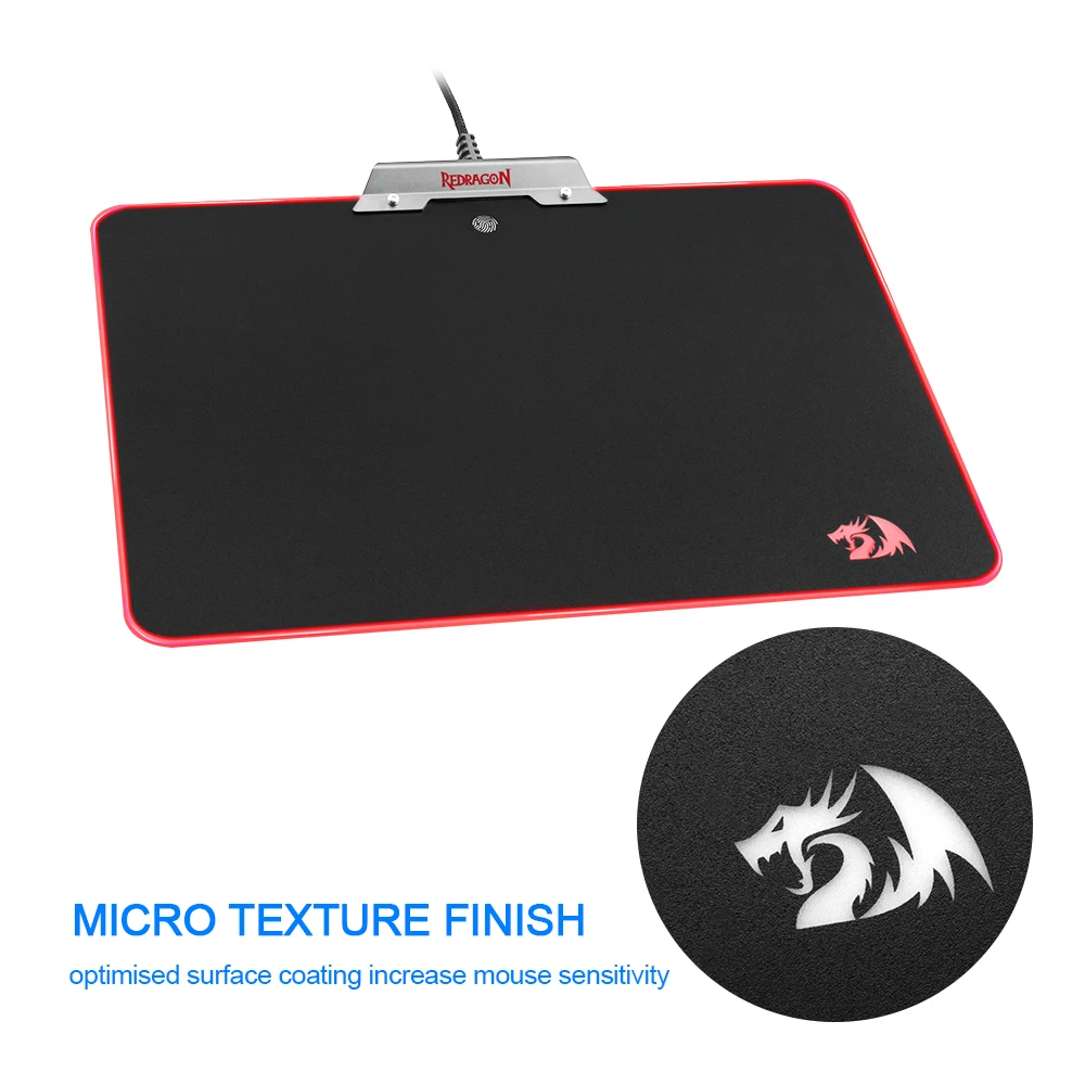 

Redragon RGB Gaming Mouse Pad USB Mousepad Black Gaming Mouse pad Mat with Backlight for Computer Laptop Notebook for Desk Game
