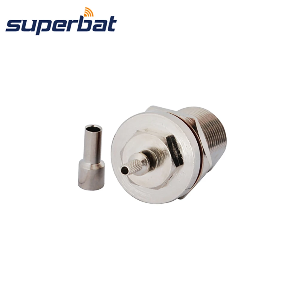 

Superbat 50 Ohm N Solder Crimp Female Bulkhead RF Coaxial Connector for Cable LMR100 RG174 RG178 RG316