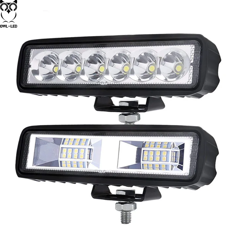 

2PCS New 18W 12V LED Work Light Bar Spot Flood Lamp Driving Fog Offroad LED Work Car Light for Ford Toyota SUV 4WD led beams