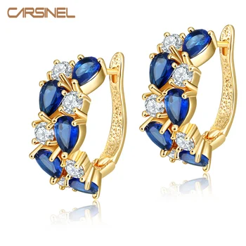 

CARSINEL Trendy Colorful Zircon Stud Earrings Rose Gold color Mona Lisa Jewelry Earrings For Women Wedding ER0158