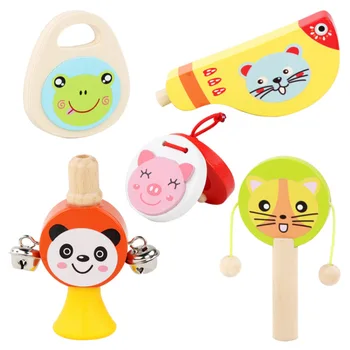 

5PCS Toddlers Early Education Toys Baby Musical Instrument Toy Combination Set Wooden Music Educational Learning Toys
