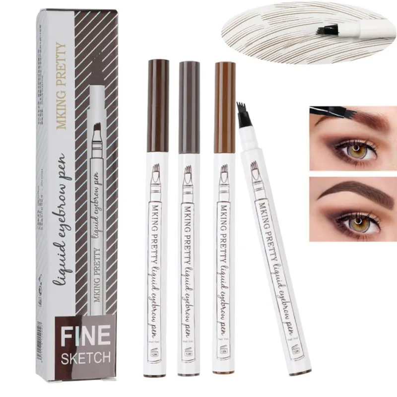 

1PC Microblading Eyebrow Tattoo Pen Waterproof Eye Makeup 3 Colors Easy Use Eyebrow Pen Deep Color Pencil Eyebrow
